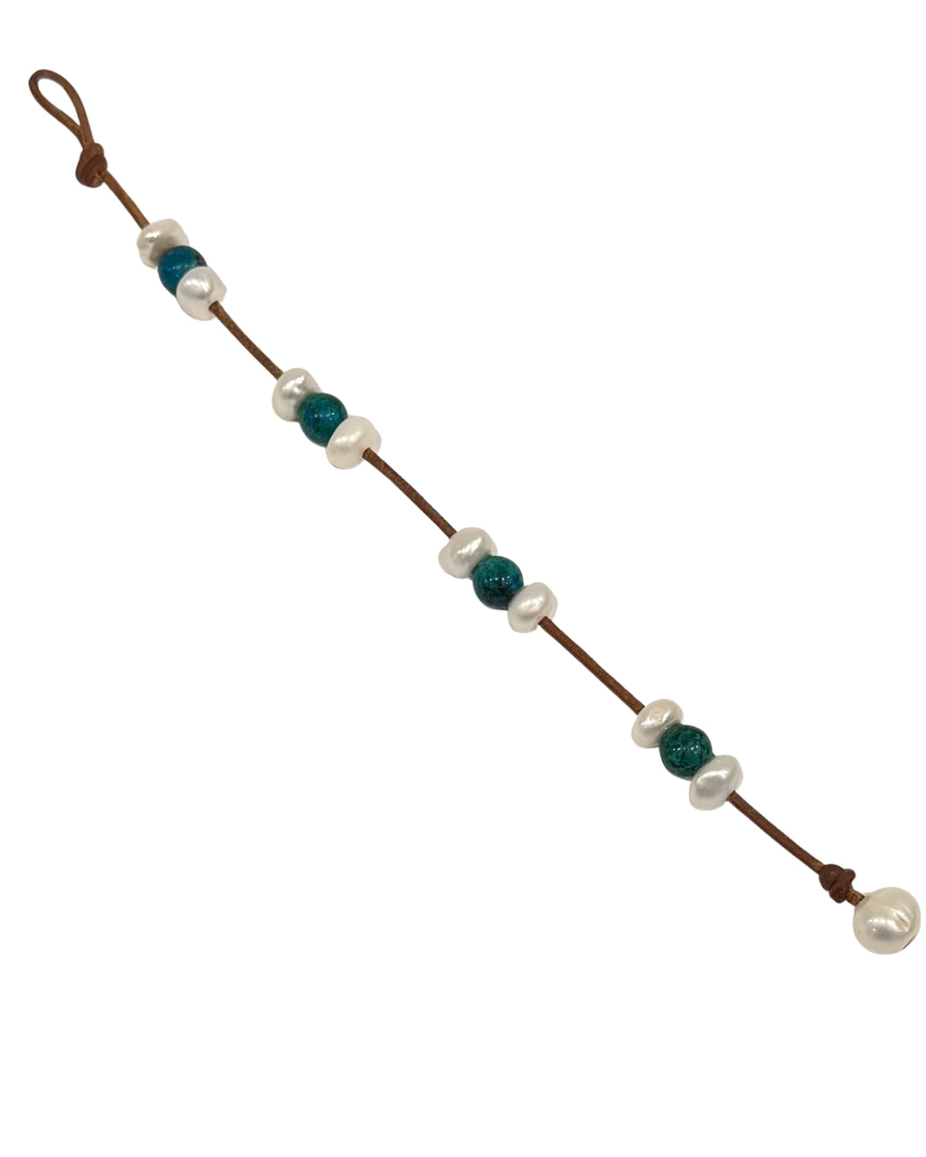 Triple Illusion Freshwater Pearl and Chrysocolla Gem Bracelet