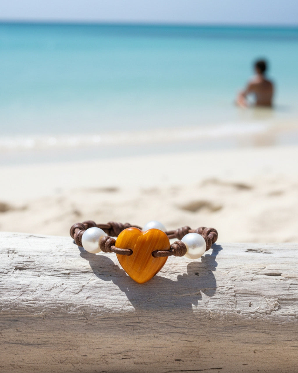 Wendy Mignot Kenya  Freshwater Pearl and Leather Love Bracelet