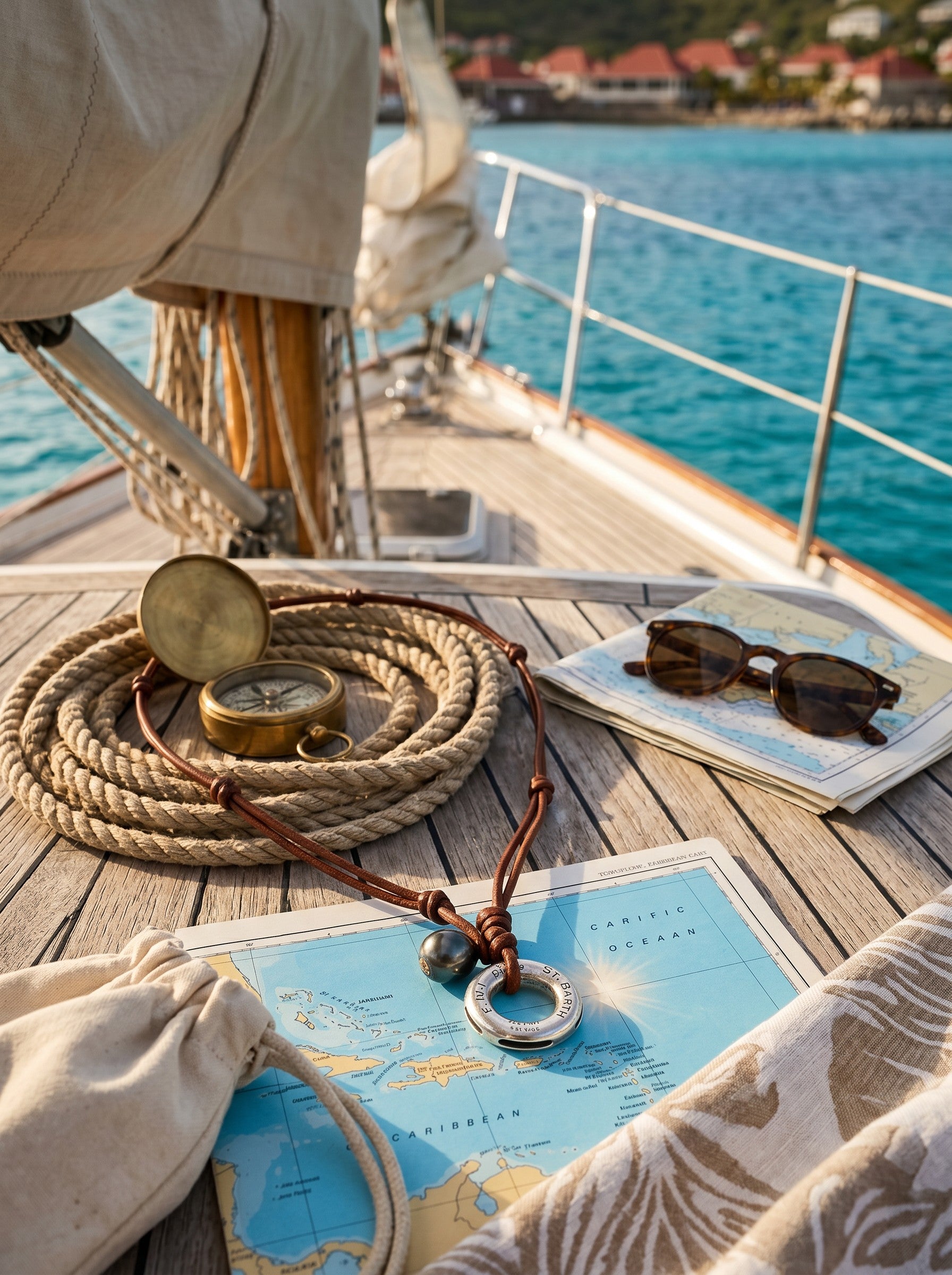 Wendy Mignot Moon St. Barths Bouy Tahitian Pearl and Leather Anegada Necklace