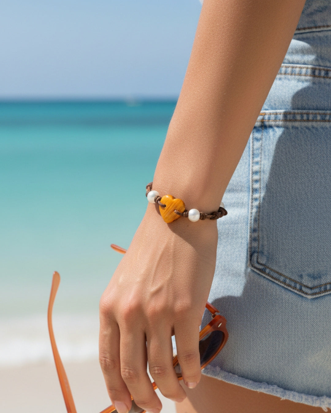 Wendy Mignot Kenya  Freshwater Pearl and Leather Love Bracelet