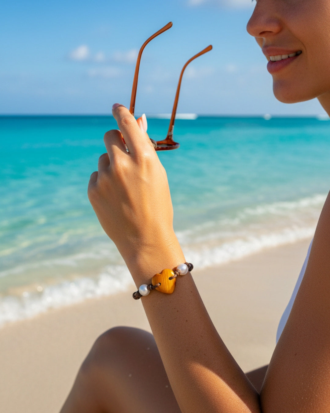 Wendy Mignot Kenya  Freshwater Pearl and Leather Love Bracelet