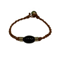 The Wanderer Tahitian Pearl and Braided Leather Bracelet-Obsidian