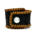 Metairie Tahitian Pearl and Alligator Hide Cuff Bracelet