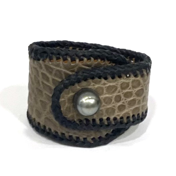 Metairie Tahitian Pearl and Snakeskin Cuff Bracelet