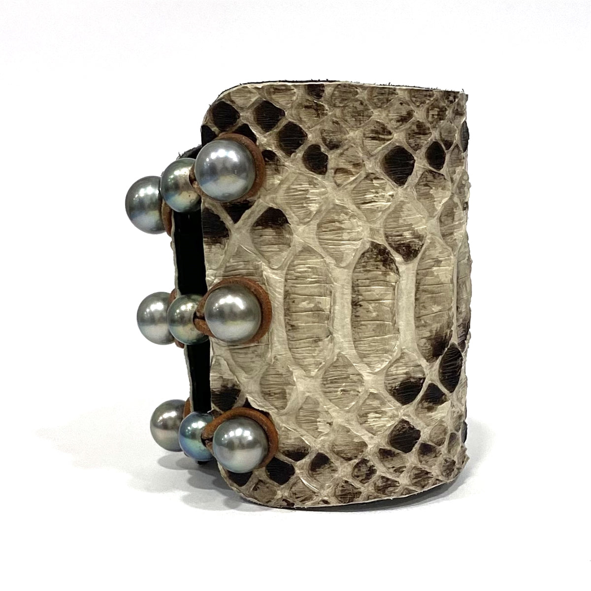 Wendy Mignot New Orleans Tahitian Pearl and Snakeskin Cuff Bracelet