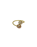 Adjustable Two Pearl Cassett Wrap Ring White/Blush