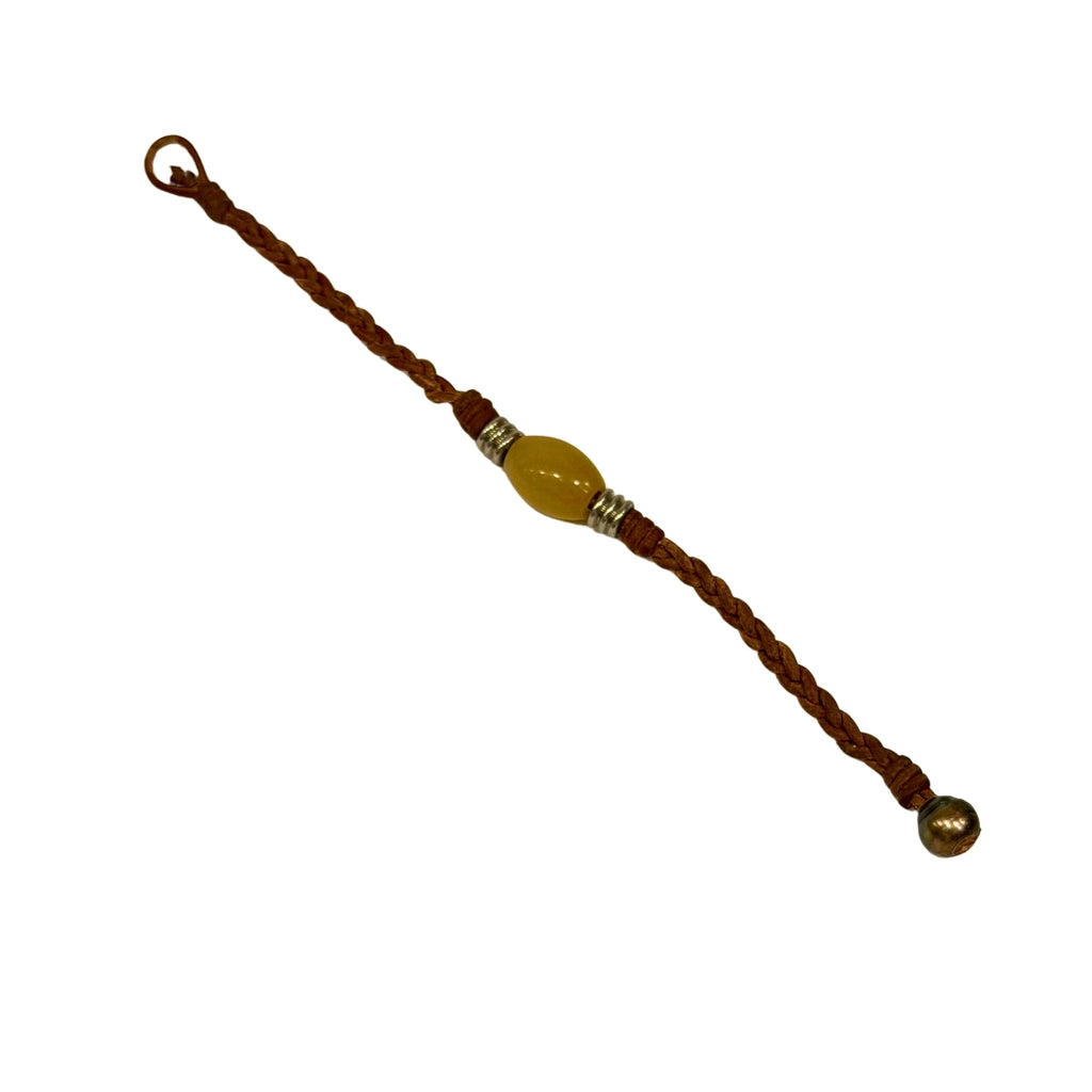 The Wanderer Tahitian Pearl and Braided Leather Bracelet-Yellow Jasper