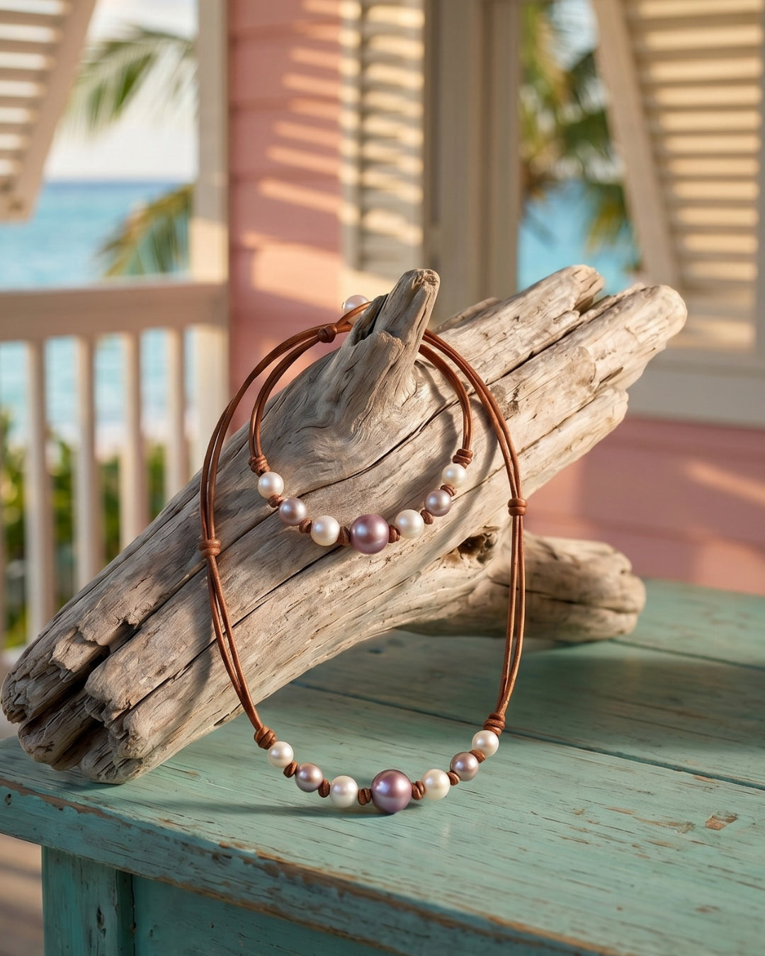 Wendy Mignot | Seven Seas Freshwater Pearl and Leather Necklace