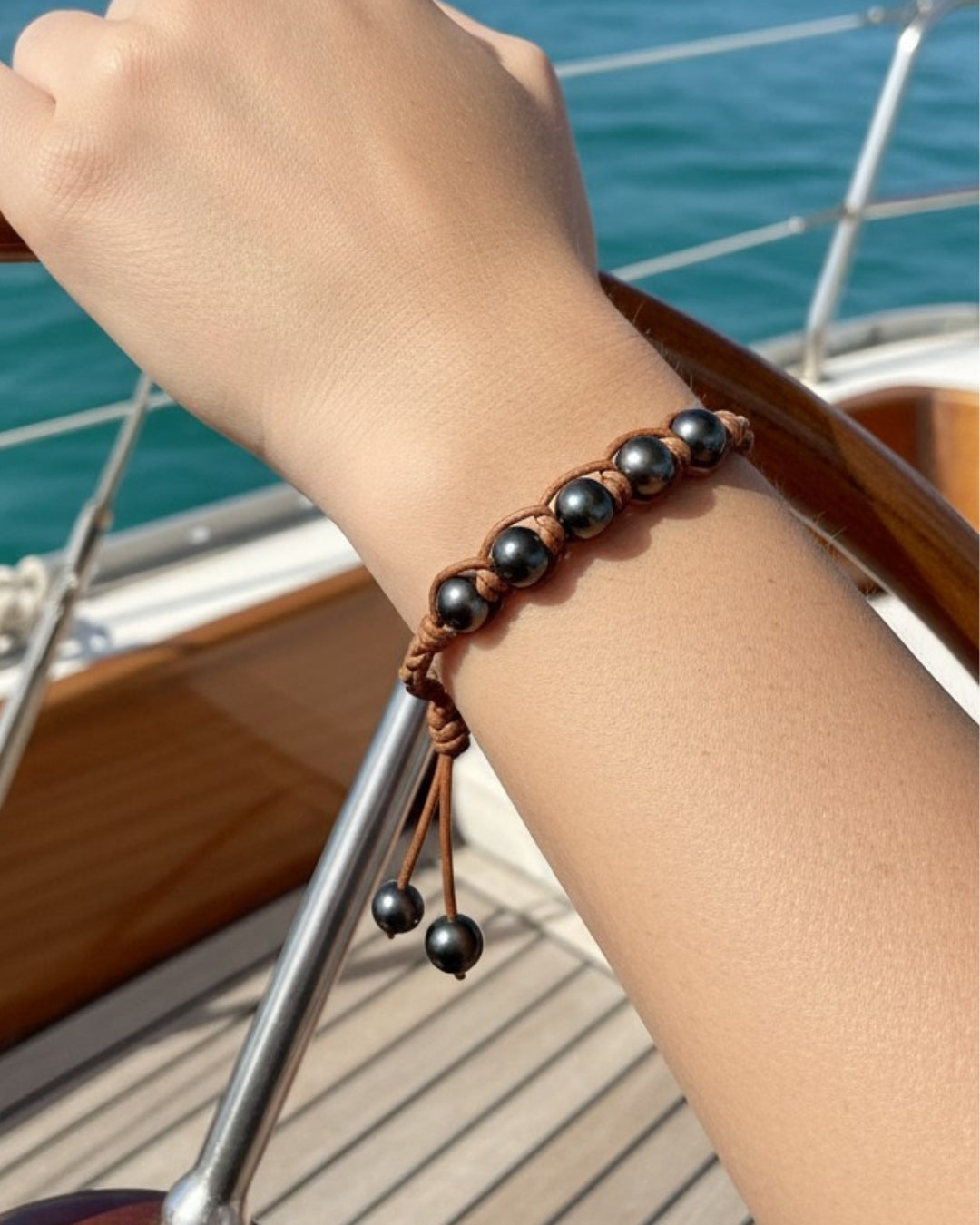 Wendy Mignot Mover and Shaker Tahitian Pearl and Leather Bracelet