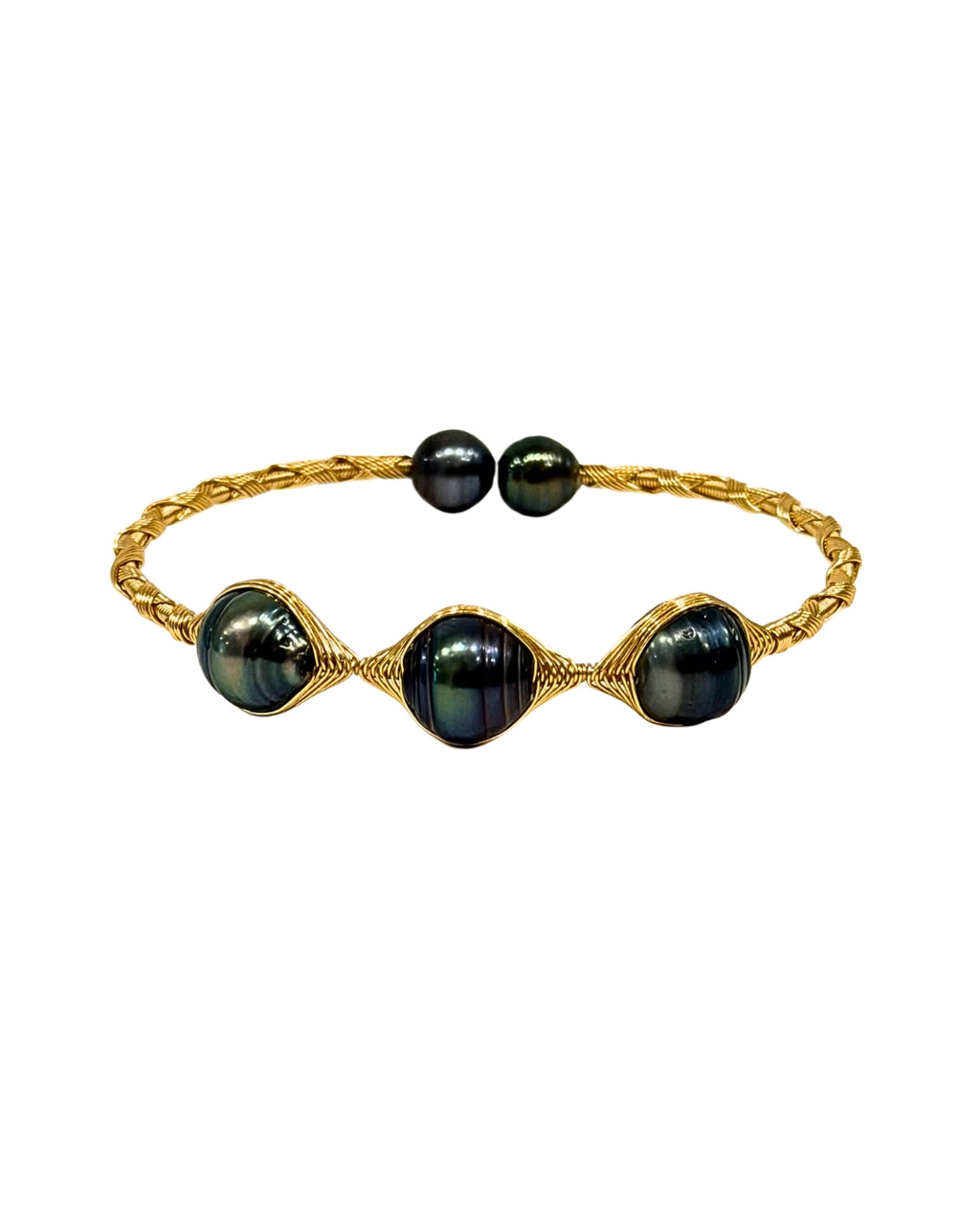 Tahitian Pearl Brass Wrap Henri Bracelet