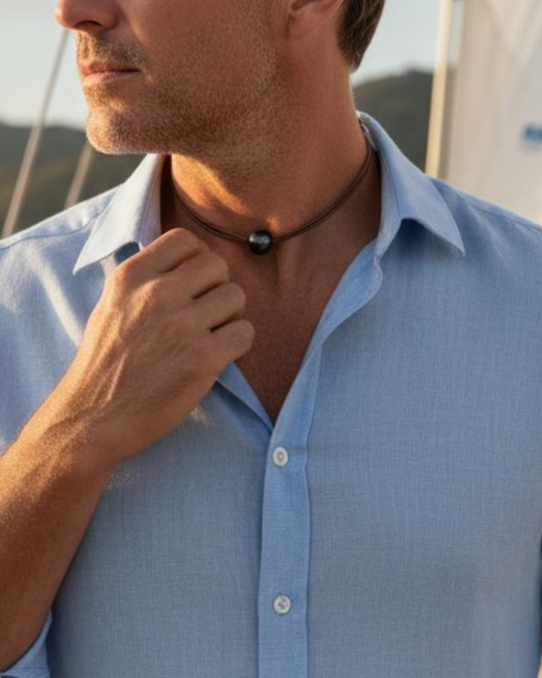 Wendy Mignot Zak Tahitian Pearl and Leather Necklace