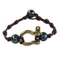 Wendy Mignot Tahitian Pearl and Brass Shackle Bracelet