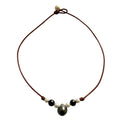 Wendy Mignot Lilly Freshwater and Tahitian Pearl and Leather Necklace
