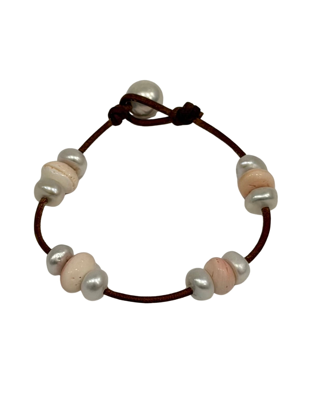 Triple Illusion Freshwater Pearl and Conch Bead Bracelet