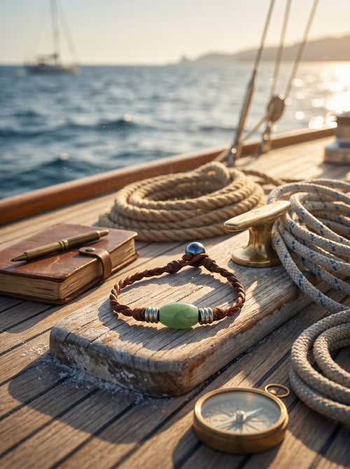 The Wanderer Tahitian Pearl and Braided Leather Bracelet-Aventurine