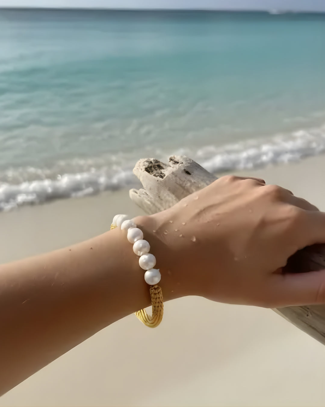 Duval Eight  Pearl Brass Bangle