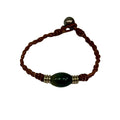 The Wanderer Tahitian Pearl and Braided Leather Bracelet-Green Agate