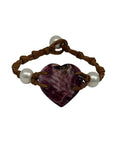 Grand Malaysian Purple Lions Paw Heart and Pearl Bracelet