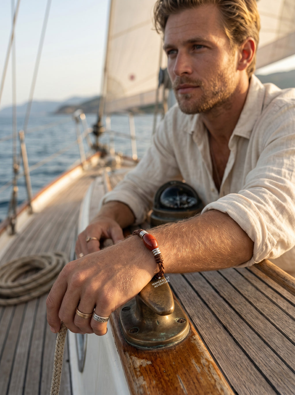The Wanderer Tahitian Pearl and Braided Leather Bracelet-Red Jasper