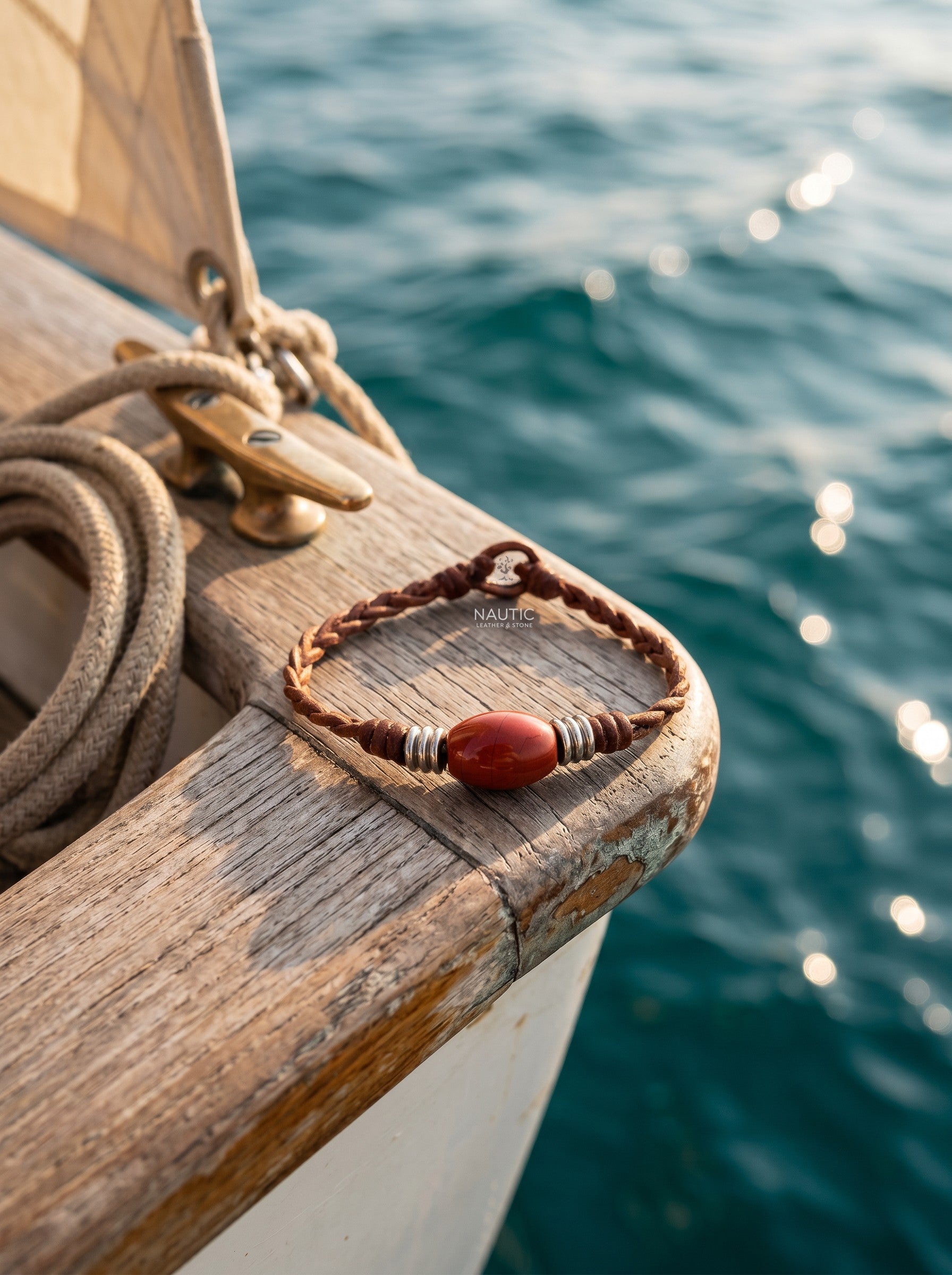 The Wanderer Tahitian Pearl and Braided Leather Bracelet-Red Jasper