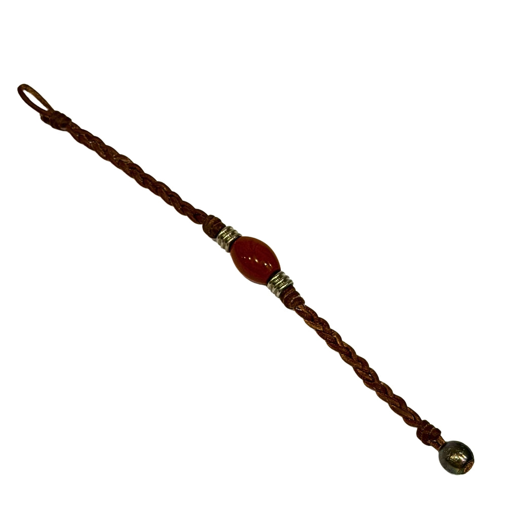 The Wanderer Tahitian Pearl and Braided Leather Bracelet-Red Jasper