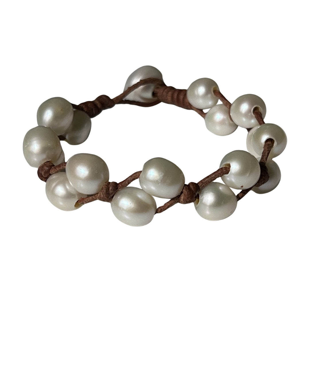 Wendy Mignot Toboga Freshwater Pearl and Leather Bracelet White