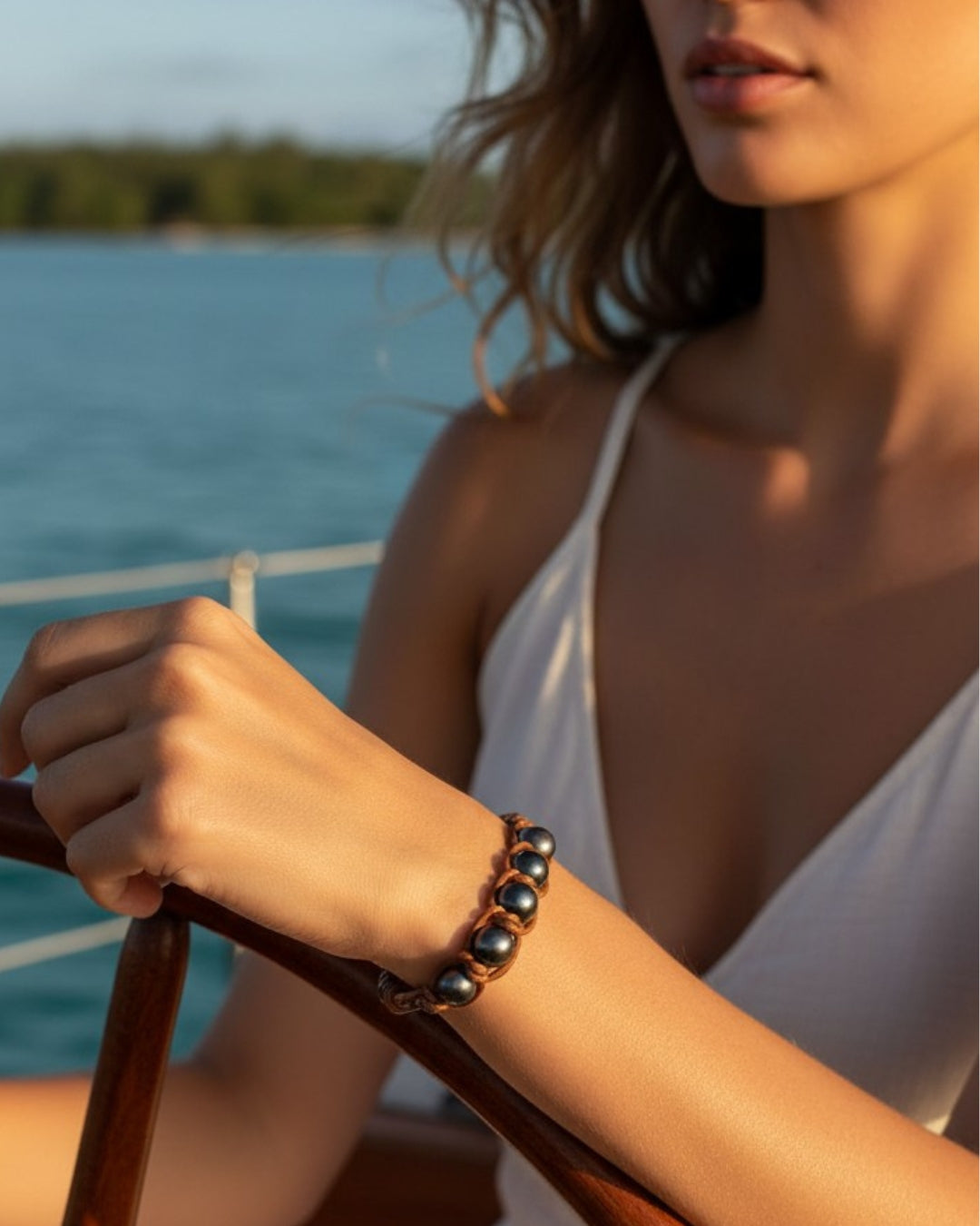 Wendy Mignot Mover and Shaker Tahitian Pearl and Leather Bracelet