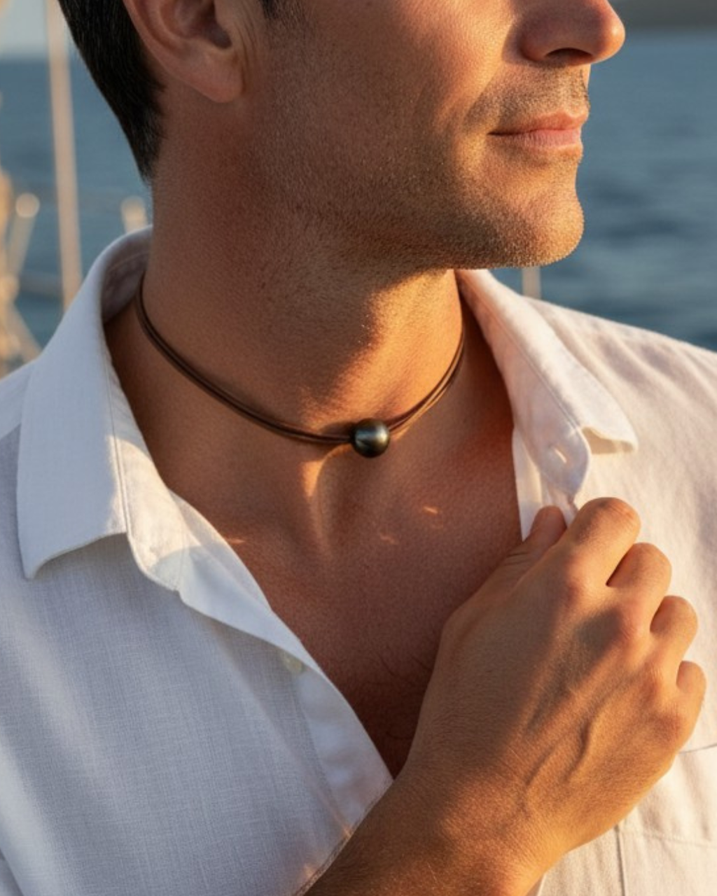 Wendy Mignot Zak Tahitian Pearl and Leather Necklace