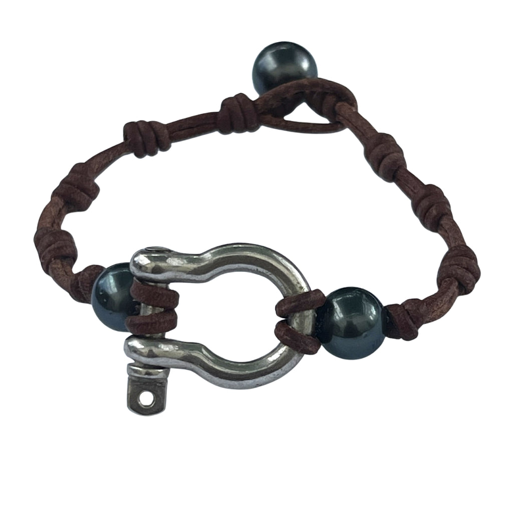 Wendy Mignot Tahitian Pearl and Silver Shackle Bracelet