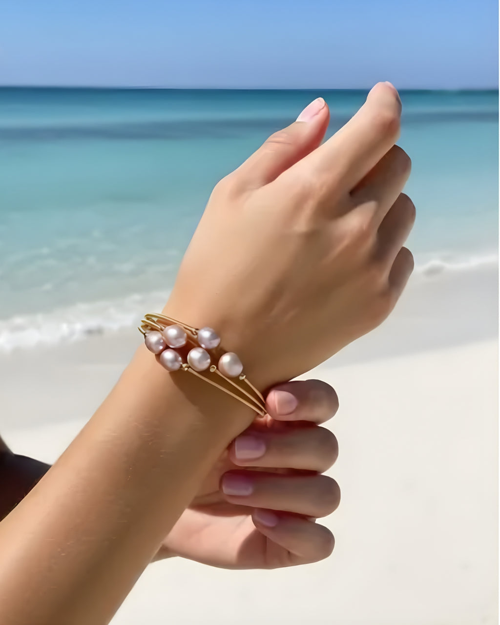 Monet Watercolor Pearl  Bangle - Lavender