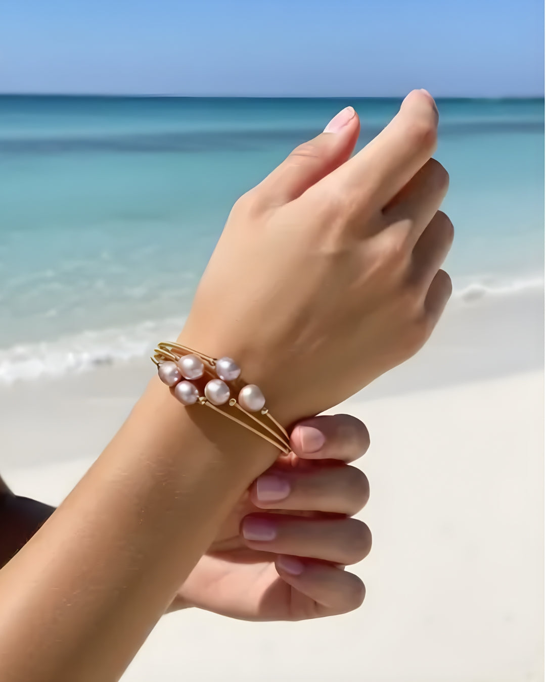 Monet Watercolor Pearl  Bangle - Lavender