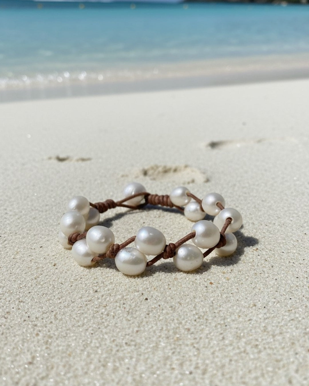 Wendy Mignot | Toboga Freshwater pearl and Leather Bracelet White