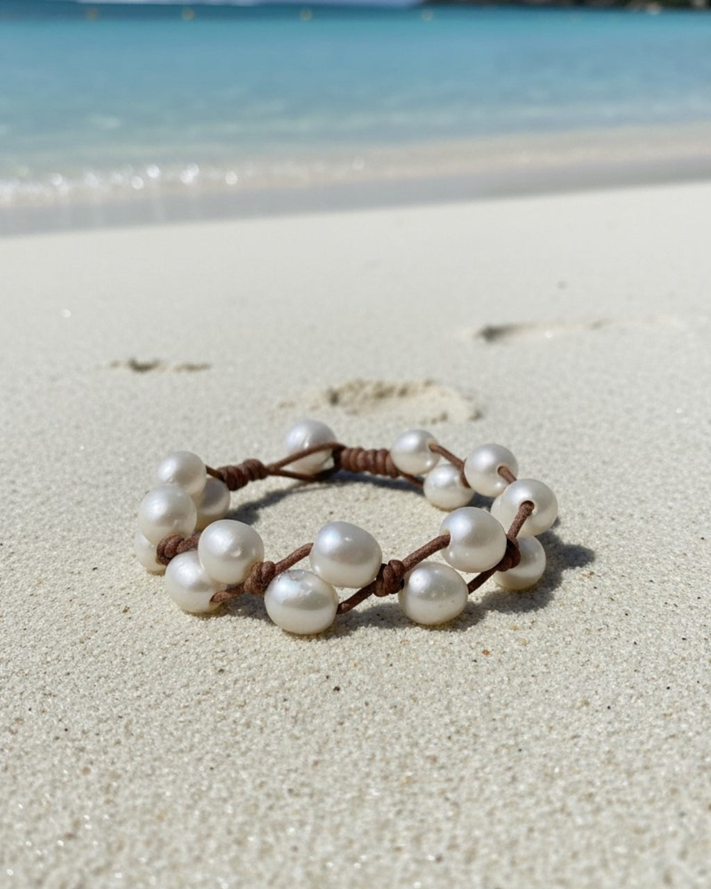 Wendy Mignot Toboga Freshwater Pearl and Leather Bracelet White