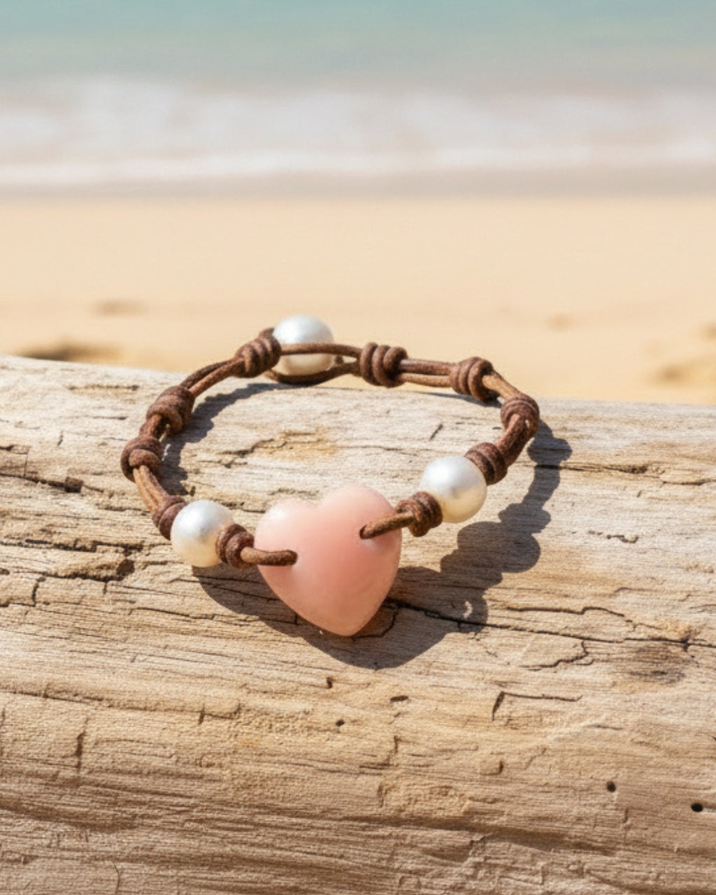 Wendy Mignot Conch Shell Heart and Freshwater Pearl and Leather Saba Love Necklace