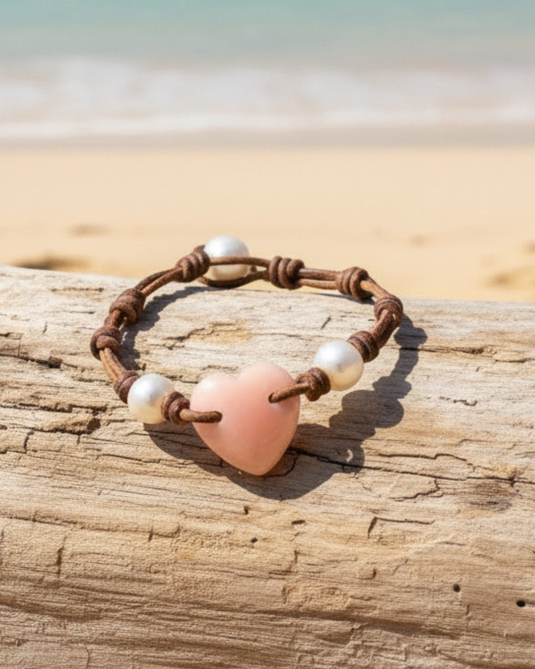 Wendy Mignot Conch Shell Heart and Freshwater Pearl and Leather Saba Love Necklace