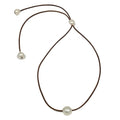 Wendy Mignot Lady Jane Single Freshwater Pearl and Leather Adjustable Necklace White