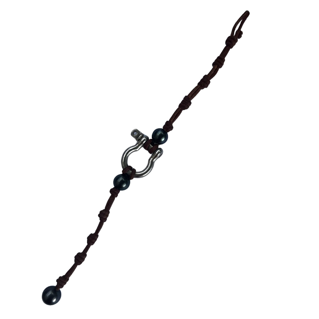 Wendy Mignot Tahitian Pearl and Silver Shackle Bracelet
