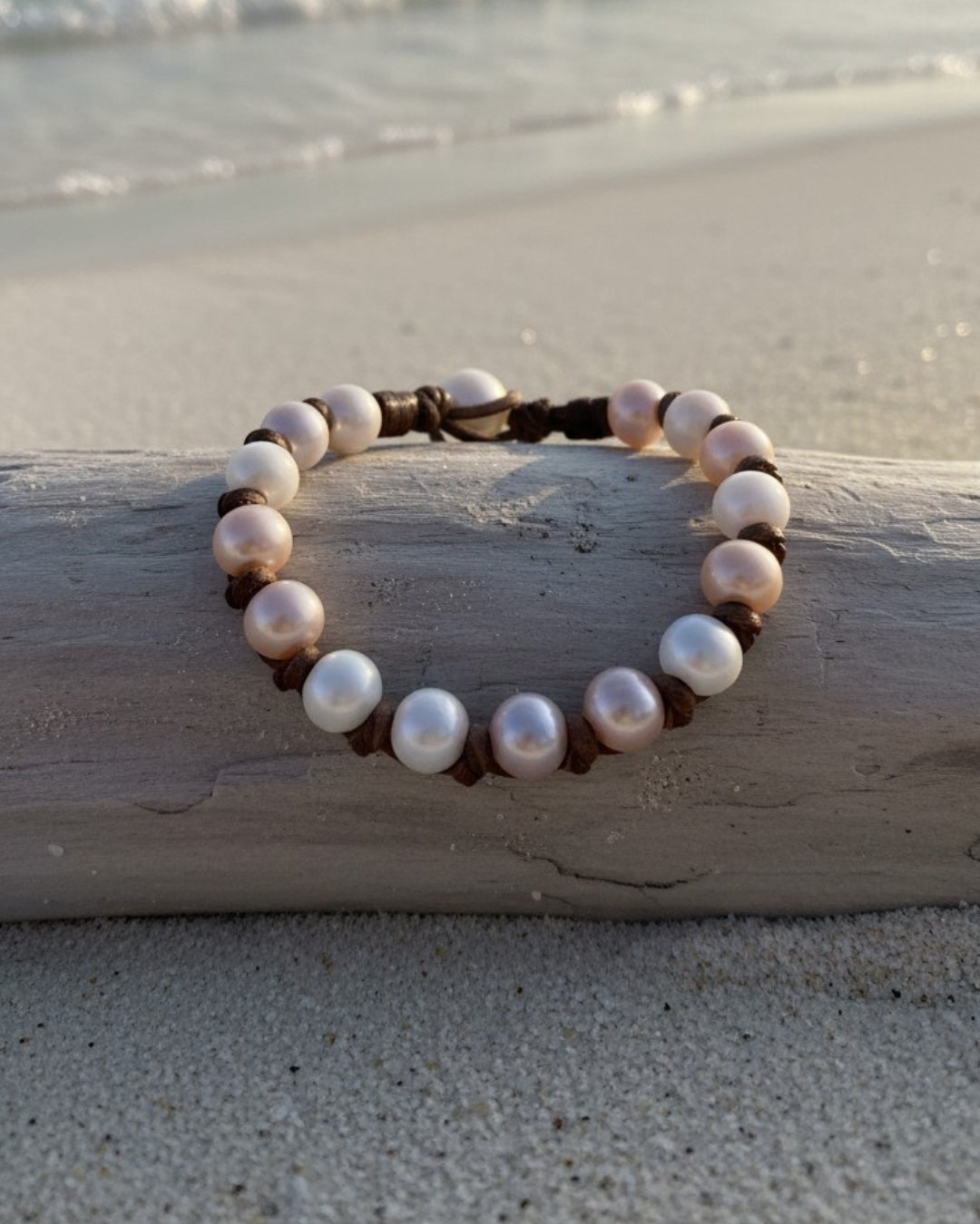 Wendy Mignot | All Around Freshwater pearl and LeatherBracelet