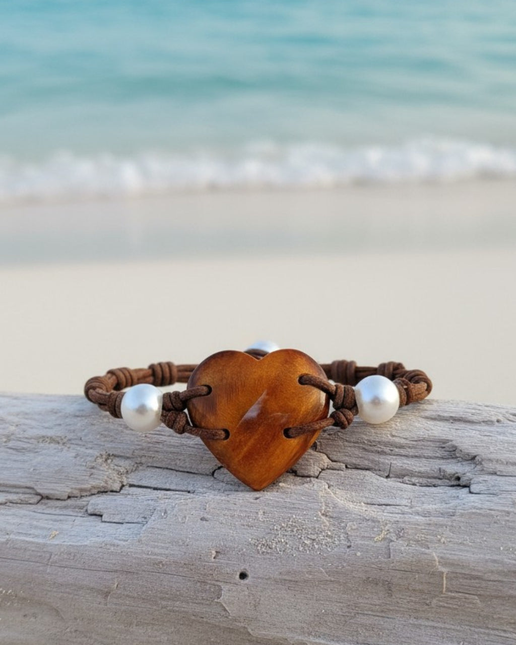 Grand Malaysian Deep Orange Lions Paw Heart and Pearl Bracelet