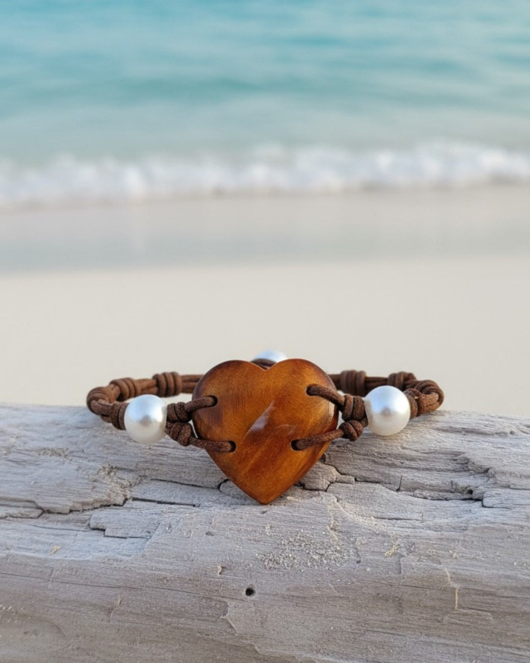 Grand Malaysian Deep Orange Lions Paw Heart and Pearl Bracelet