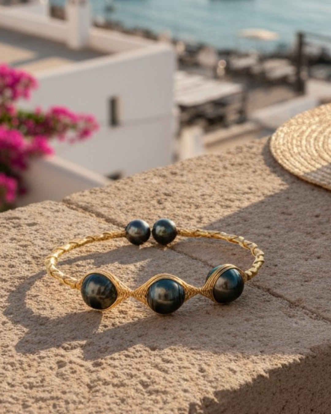 Tahitian Pearl Brass Wrap Henri Bracelet