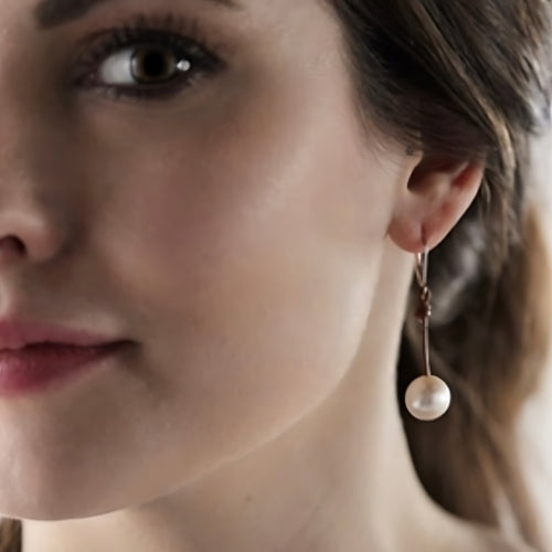 Wendy Mignot Coastal Single Freshwater Pearl and Leather Earrings White I
