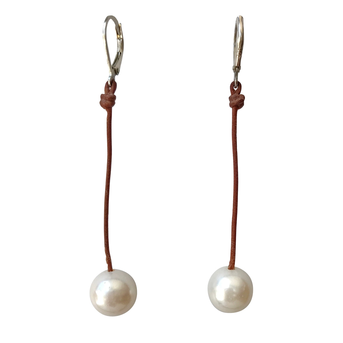Wendy Mignot Coastal Single Freshwater Pearl and Leather Earrings White II