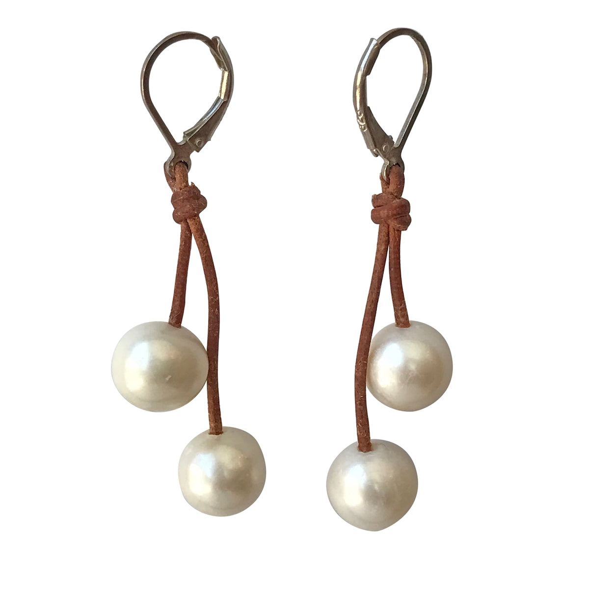 photo of Wendy Mignot Cherries Freshwater Pearl and Leather Earrings White