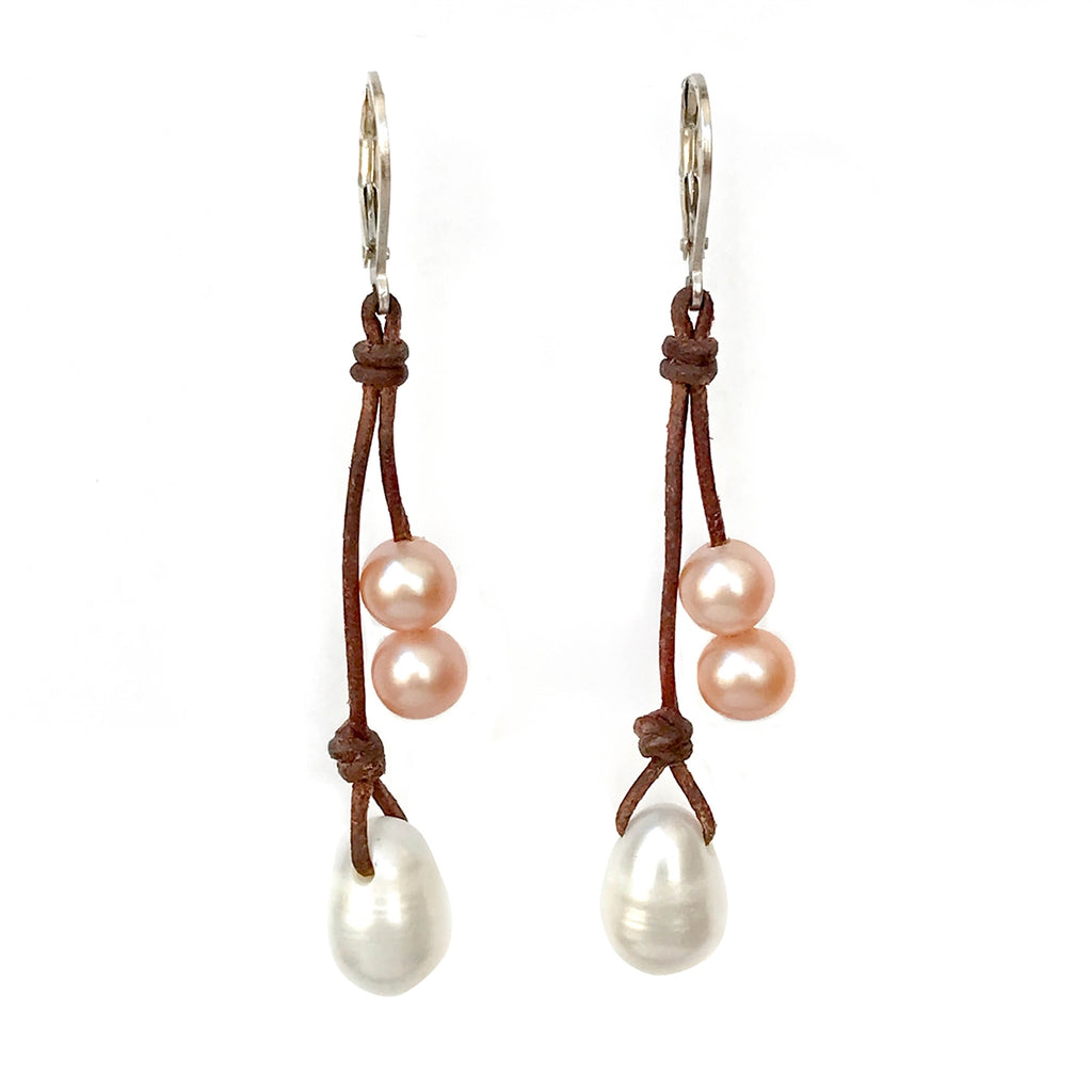 photo of Wendy Mignot Kendall Freshwater Pearl and Leather Earrings
