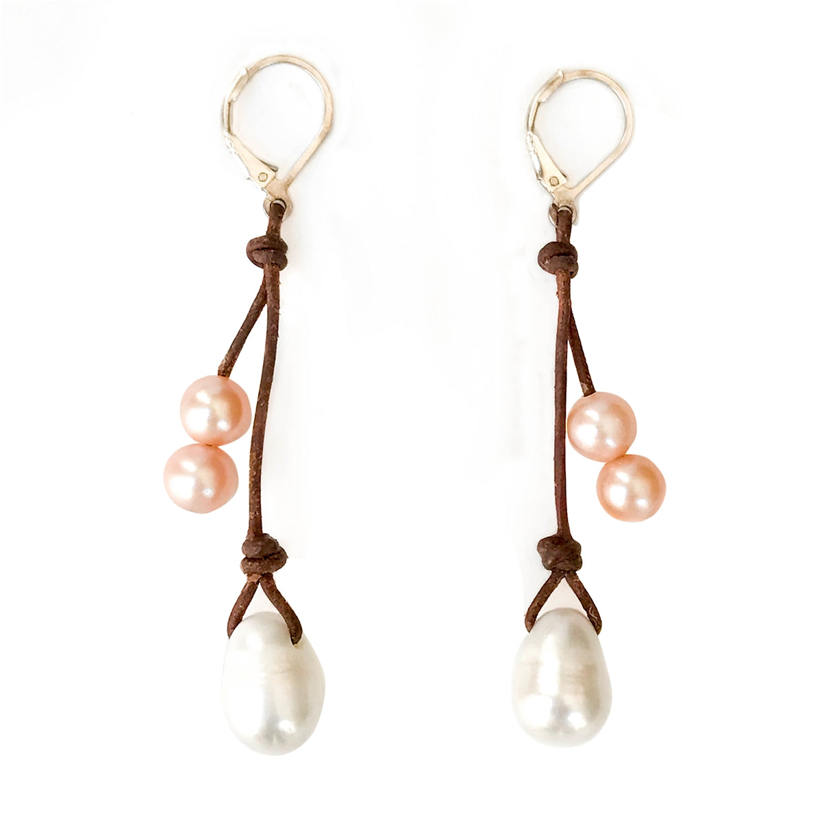 Wendy Mignot Kendall Freshwater Pearl and Leather Earrings
