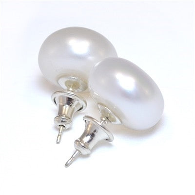 Wendy Mignot Saint Martin Freshwater Pearl Stud 14mm Earrings White