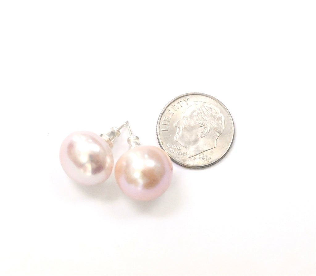 Wendy Mignot Saint Martin Freshwater Pearl Stud Earrings 14mm Lavender