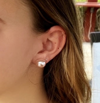 Wendy Mignot Saint Martin Freshwater Pearl Stud Earrings 14mm Lavender