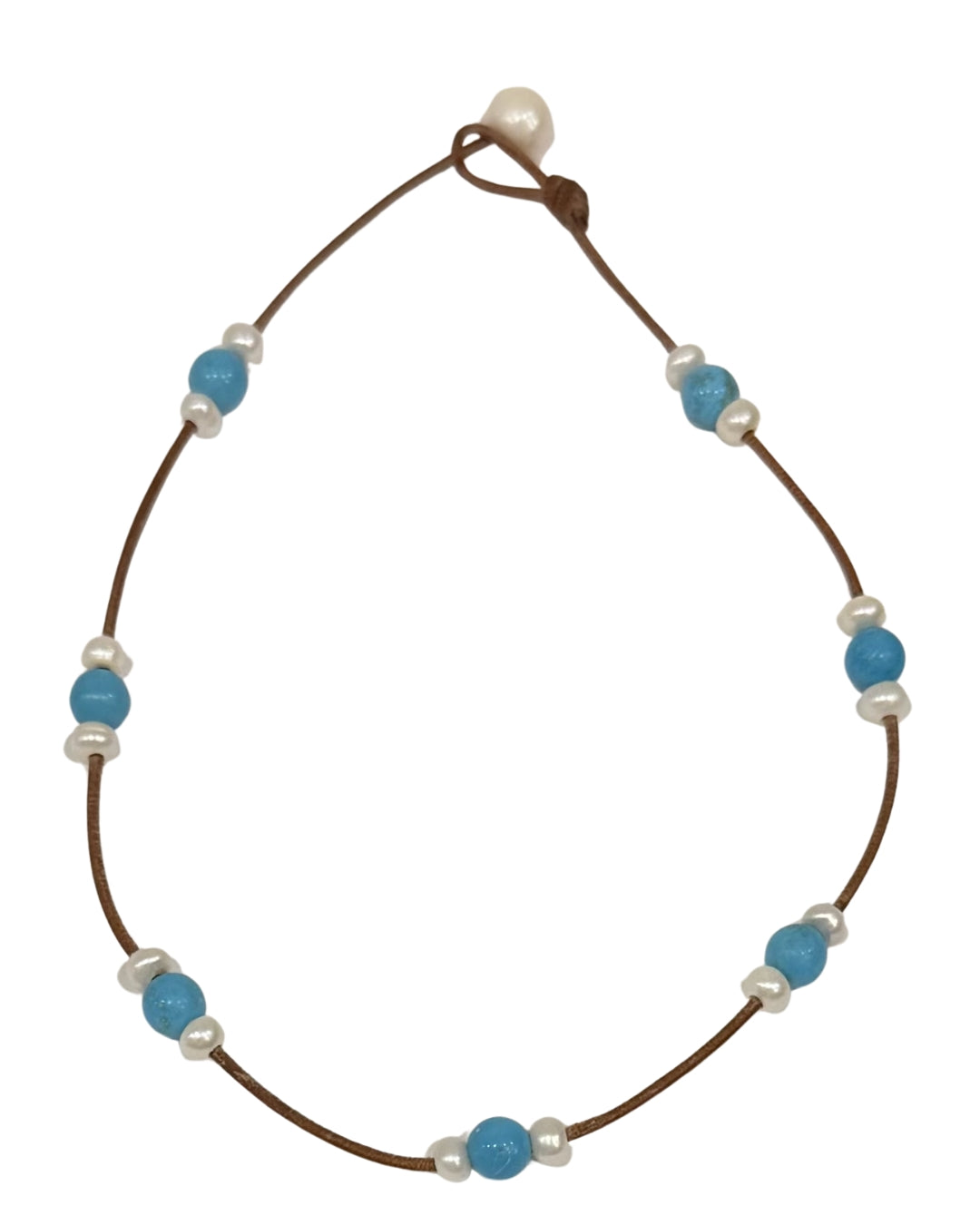Turquoise and Freshwater Pearl Triple Illusion Necklace